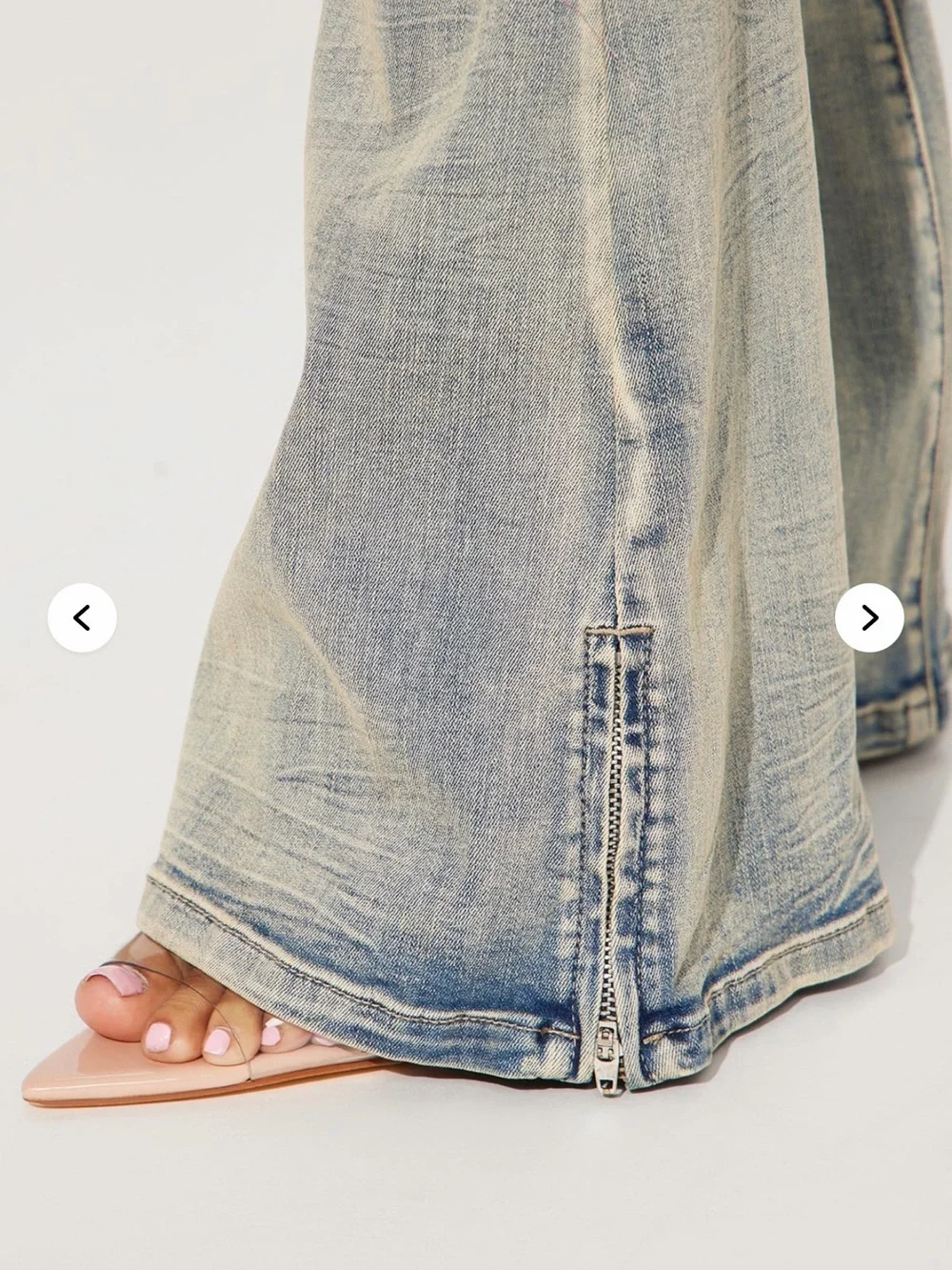 Fashion Nova Block List Distressed High Rise Bootcut Stacked Jeans Vintage Wash - Picture 2 of 11
